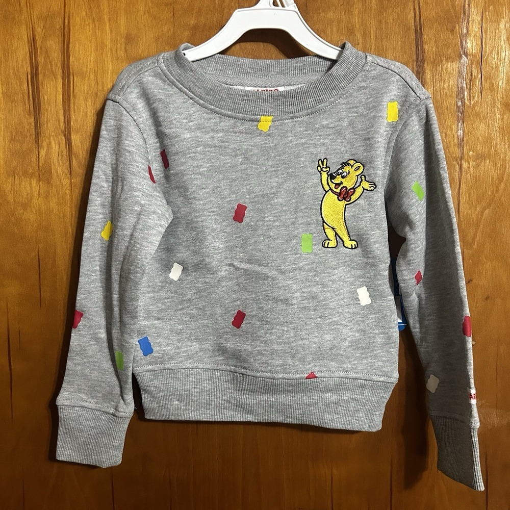 Haribo Gummy Bears Crew Neck Sweatshirt‎ Grey NWT Toddler 2T